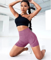 Shorts décontractés à taille haute en nylon à séchage rapide, couleur unie, haute élasticité, leggings de sport, yoga, sans couture pour femmes