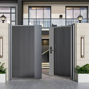 Cancello Principale in Alluminio Nero di Alta Qualità per Villa, Porta di Sicurezza a <span class=keywords><strong>Doppia</strong></span> <span class=keywords><strong>Anta</strong></span> per Giardino - Product Image 4