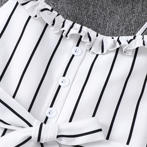 Tute Estive 2025 per Ragazze con Bretelle Arricciate, Cintura a Righe e Volant, <span class=keywords><strong>Abbigliamento</strong></span> per Adolescenti 7-14 Anni - Product Image 4