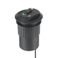 Prise de bureau encastrée Pheiyon EU avec câble de charge rétractable de 1,4 m, prise européenne 2,5 A, ports USB-A/C, PD30W, IP20, 60 mm, matériau PC