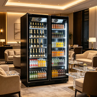 Réfrigérateur commercial vertical à porte vitrée pleine grandeur avec éclairage LED pour boissons et bières