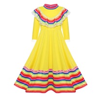 Robe traditionnelle mexicaine pour filles, robe de princesse pour Halloween, carnaval, fête d'anniversaire, célébrations, style national, robe de danse