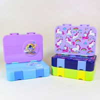 Boîte à bento pour enfants pratique et mignonne, sans BPA, utilisable au micro-ondes, avec séparateur amovible, couvercle en plastique, 4 compartiments pour le stockage des aliments