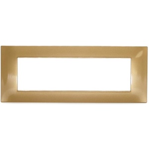Gold Colored Technopolymer <b>Plate</b> 7 Slot Compatible With Vimar Plana <b>Switches</b> - Product Image 1