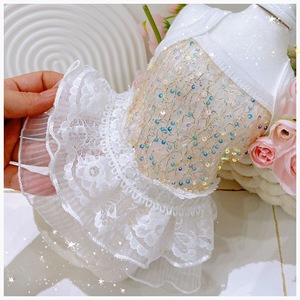 <b>Cute</b> Summer Dress For Teddy <b>Bears</b> Small Dog Suspender Lace Sequins Pet Clothing Breathable Four Seasons Transparent Polyester - Product Image 4