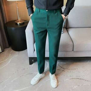 <span class=keywords><strong>Pantalon</strong></span> décontracté d'été pour hommes, style business, en tissu gaufré, couleur unie, taille <span class=keywords><strong>élastique</strong></span>, idéal pour le dropshipping - Product Image 1