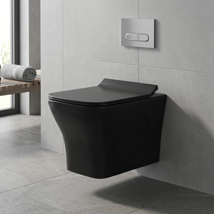 Wc mural CE, rond/carré, sans bords, suspendu au mur, Wc mural, siège de toilette noir européen - Product Image 1