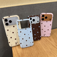 Coque de téléphone portable brillante INS tendance, motif étoile marron rose, pour femmes, compatible iPhone 17 16 15 Pro Max