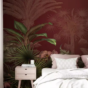 Papel de Parede Tropical Pintado à Mão Americano com Flores e Zebras para Design de Salas de Exposição em Clubes - Product Image 3