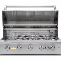 Barbecue à gaz en acier inoxydable à 4 brûleurs, allumage électronique, sécurité anti-épuisement d'oxygène, utilisation intérieure/extérieure, design pliable, bouton de commande