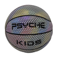 Ballon de basket léger en cuir PU réfléchissant arc-en-ciel taille 1 pour enfants, avec logo personnalisé, norme américaine