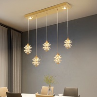 Lustres ovales modernes en cristal doré de luxe léger, luminaires suspendus LED pour comptoirs de bar et salles à manger