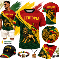 T-shirt personnalisé pour homme, design traditionnel éthiopien Habesha, imprimé en 3D, t-shirt noir en polyester pas cher, manches courtes