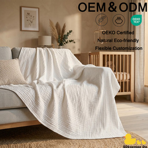Couverture en mousseline multicouche en coton biologique GOTS, épaisse et surdimensionnée, style crêpe, couleur personnalisable, pour la maison et la literie de boutique - Product Image 1