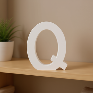 Lettera Q in Legno Bianca 3D Decorazione da Parete per Insegne e Arredamento Casa - Product Image 3