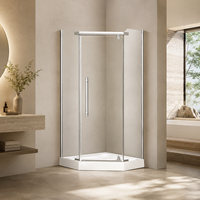 Cabine de douche d'angle Neo-Angle avec porte pivotante, partie supérieure droite, 900-1000mm, chromée, verre trempé 8mm, cabine de douche walk-in, salle de bain personnalisée