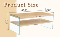 Table basse moderne à double plateau en MDF, panneau en bois, verre trempé, structure métallique, garantie 1 an, pour salon