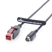 Câble USB vers Hosiden 3 broches alimenté 24V pour terminal d'imprimante POS IBM Epson avec connexion de données et d'alimentation, adaptateur industriel