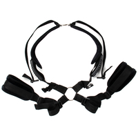 Ceinture de soutien lombaire réglable noire Muqu pour portes battantes, avec double sangle d'épaule, pour jeux SM et bondage, et écarteur de jambes en corde