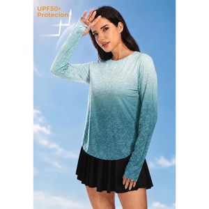 FOXA เสื้อออกกำลังกายแขนยาวผู้หญิง UPF 50+ ป้องกันแสงแดดแห้งเร็ว เดินป่า พิลาทิส เสื้อผ้าออกกำลังกาย - Product Image 3