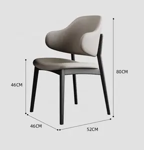 Solid Wood Dining Chair Home Modern Simple Backrest Chair Ash Wood Nordic Business Leather Soft Bag Designer Armchair