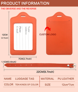 Étiquettes de bagages de voyage en cuir PU personnalisées de luxe avec logo, vierges, pour compagnies aériennes, en gros - Product Image 4