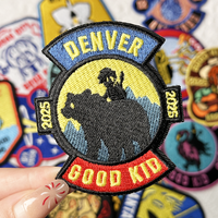 Logo tissé brodé personnalisé patchs de broderie de dessin animé fer sur patch support pour vêtements chapeau