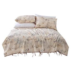 Modale Cotton Linen <b>Bedding</b> <b>Set</b> 1.8m Retro Floral Pattern Breathable Four Piece <b>Set</b> - Product Image 4