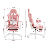 2025 Cute Cartoon Gamer Chairs Bedroom Pink Computer Chair Home Girls Adjustable Pink Gaming Chairs with Footrest for Girls