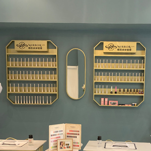 Nail Salon Shop Display Shelf Wall Mounted Nail Polish Storage Display Rack Shiny Gold Stainless Steel Nail Polish Display <b>Stand</b> - Product Image 6