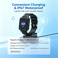 Montre connectée d'urgence 4G L26 étanche IP67 avec localisateur de sécurité en temps réel et alarme de santé pour personnes âgées