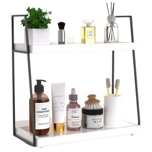 Double-layer ironwood <b>desktop</b> storage rack, simple bathroom countertop <b>shelf</b>, multi-functional portable wooden storage rack - Product Image 5