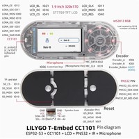 Module basse consommation LILYGO T-Embed CC1101 PLUS ESP32-S3 1,9 pouce, émetteur-récepteur RF sub-1 GHz, carte de développement PN532 NFC RFID B