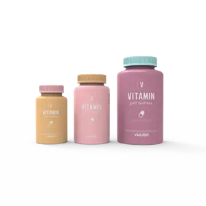 Botellas de plástico colorido para niños dulces suaves con tapón de rosca 60 100 120 150 200 ml Botella de embalaje de vitaminas para adultos etiquetas personalizadas