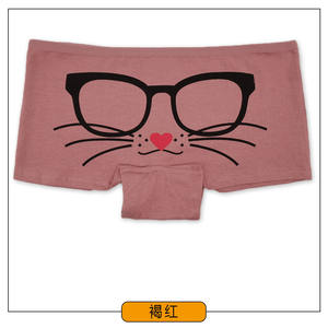 Simpatico simpatico gatto stampato in cotone da donna alla moda boxer <span class=keywords><strong>Sexy</strong></span> mutandine da donna - Product Image 2