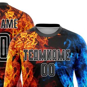 <b>Flame</b> Design Long Sleeve Soccer Jersey Football Performance <b>Shirt</b> Breathable Quick Dry Athletic Match Training Uniform Men Teams - Product Image 4