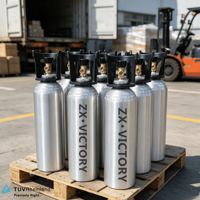 Bouteille de gaz en aluminium sans soudure CO2 TPED certifiée ZX, 0,6L, 2L, 4L, avec valve CGA320, qualité alimentaire, pour sodas et boissons, vente en gros OEM ODM