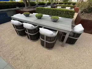 Meubles d'extérieur, ensemble de meubles de jardin, cadre en bois de teck, table à manger et chaises