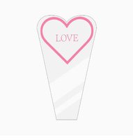 Sacchetto Trasparente a Forma di Cuore per Confezione Rosa Singola con Stampa LOVE, Vendita all'Ingrosso