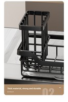 Égouttoir à éponge pour évier, panier de rangement pour désinfectant pour les mains, savon et brosse, égouttoir, fournitures de cuisine, étagère de rangement au sol, en acier inoxydable, simple