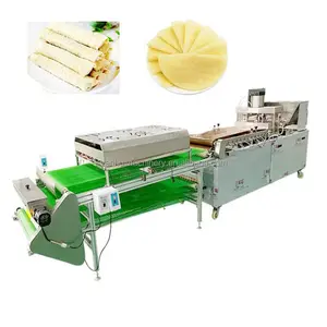 Máquina para hacer pan plano árabe PLC para burrito mexicano, tacos, tortilla chip, crepe fino, pato asado, fabricante de panqueques, precio