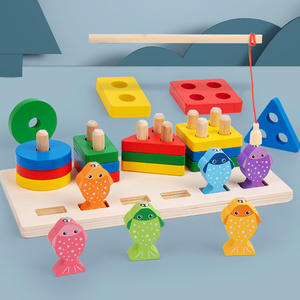 Qiyi, juego de pesca estéreo de madera para niños, columna dos en uno, forma Montessori, cognición a juego, educación de coordinación mano-ojo - Product Image 6