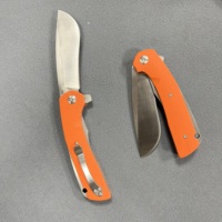 Couteau de poche EDC à lame D2 de forme plate, couteau de survie et de camping ultra-affûté, couteau à ouverture assistée avec manche G10 orange et noir