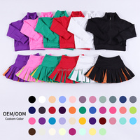 Ensemble de survêtement pour enfants : uniforme de cheerleading, jupe-short plissée color block, tenue d'entraînement de football, pull demi-zip, survêtement de sport scolaire
