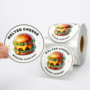 Etiqueta circular para cocina, logotipo personalizado, etiqueta de papel para alimentos, caja de Hamburgo, embalaje impermeable, pegatina para restaurante de <span class=keywords><strong>hamburguesas</strong></span> para pequeñas empresas - Product Image 1