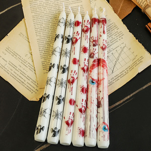 Creative Halloween <b>Long</b> Taper <b>Candles</b> Spooky Pattern Design Ghost Festival Party Atmosphere Lighting Table Wholesale Decor Candl - Product Image 3