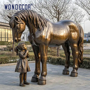 Özelleştirilmiş açık bahçe yaşam boyutu bronz at ve çocuk heykeli heykel - Product Image 6