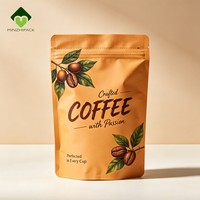 Sachet d'emballage personnalisé pour grains de café, finition mate, doublure en aluminium, pochette verticale avec fermeture éclair et valve pour café moulu