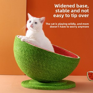 Cama <span class=keywords><strong>Rascador</strong></span> para Gatos de Sisal de Alta Densidad con Diseño de Sandía, Todo en Uno, Duradera, Resistente a las Garras, Almohadilla para Afilar Garras, Nido y Juguete para Gatos - Product Image 2