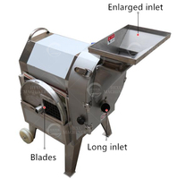 Commerciële automatische machine voor het snijden, in blokjes snijden en raspen van groenten, fruit, kokosnoten en champignons